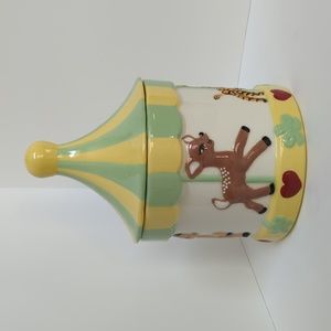 Vintage Ceramic lidded carousel-themed jar (1960s)